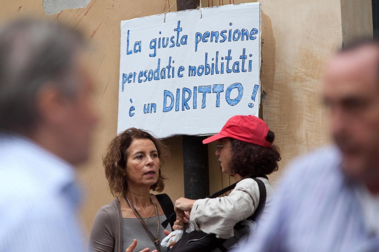 Presidio per gli esodati organizzato da Cgil Cisl Uil